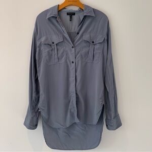 Rag & Bone Grey Silk Button-Down Shirt Size Small